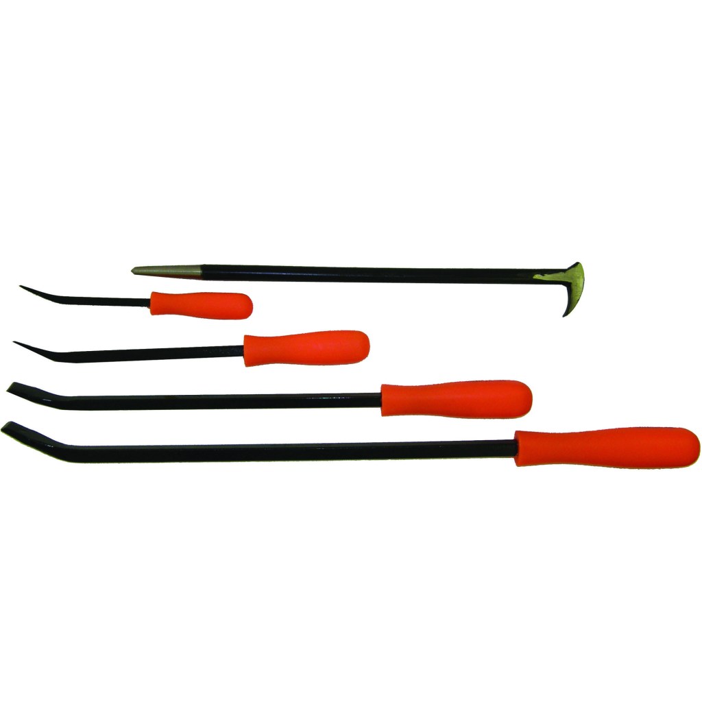 5 PC. MECHANIC'S PRY BAR AND HEEL BAR SET, OVERSIZE HDLS.