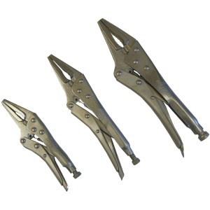 3 PC. LOCKING LONG NOSE PLIER SET (5",7",10"), CR-V