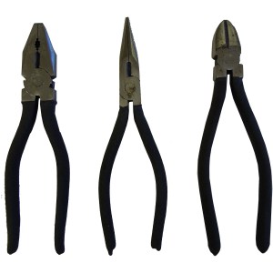 3 PC. 8" PLIER SET (LONG NOSE/DIAGONAL/LINESMAN)