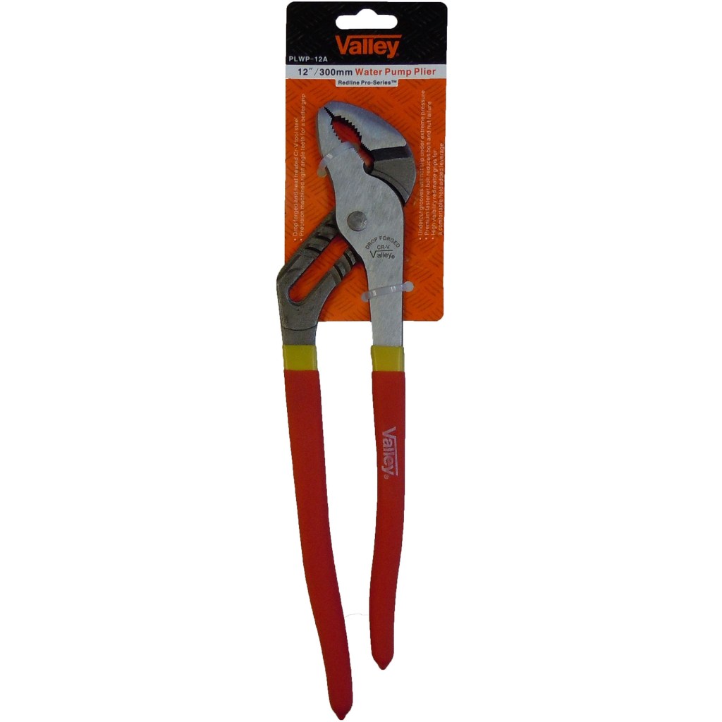 12" WATER PUMP PLIER, CR-V, FOAM GRIPS, RED LINE SERIES