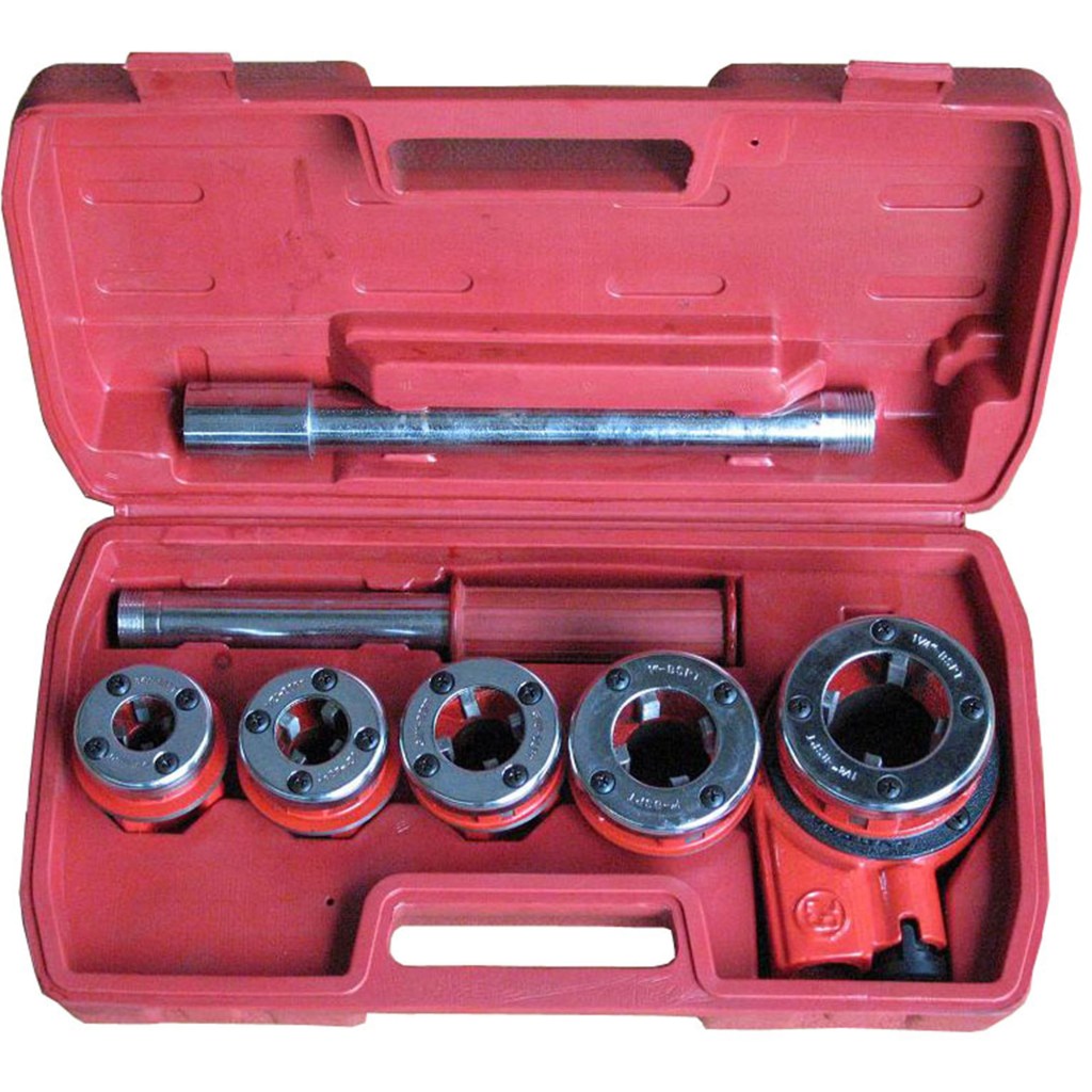 9 PC. RATCHET PIPE THREADER, 3/8"-1 1/4" NPT, PVC BOX