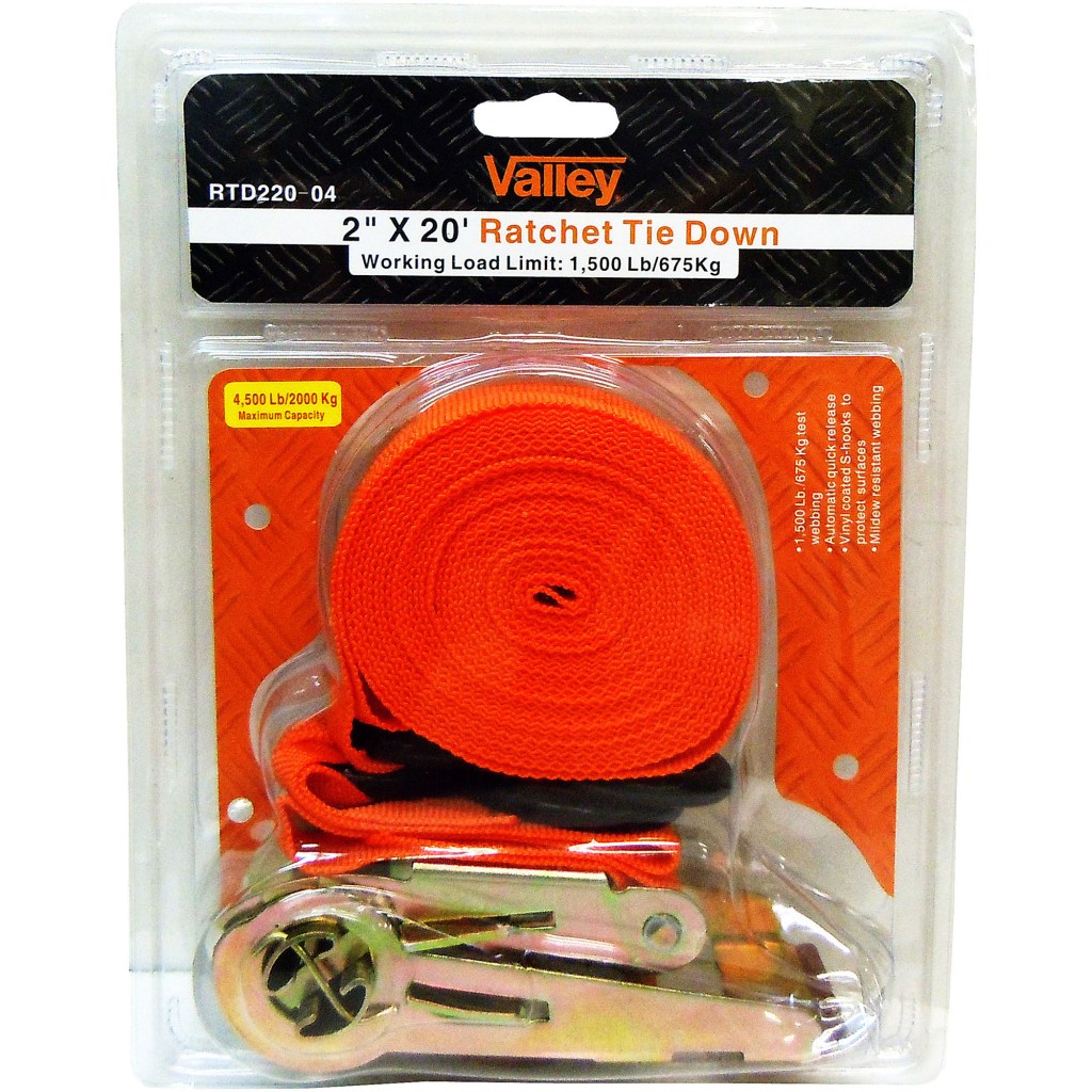 2" X 20 FT. RATCHET TIE DOWN, 4,500 LB. CAPACITY