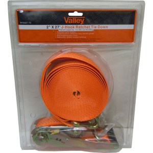 2" X 27 FT. RATCHET TIE DOWN, J-HOOK, 10,000 LB. CAPACITY