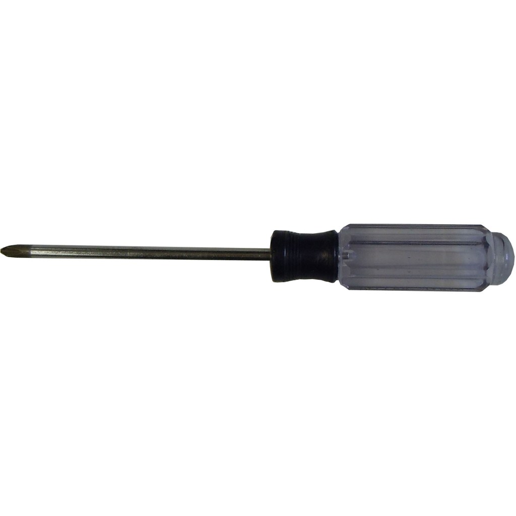 4" X #1 PHILLIPS SCREWDRIVER, CLEAR ACETATE HDL., CR-V SHAFT
