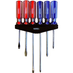 6 PC. SCREWDRIVER SET WITH RACK, CLEAR ACETATE HDL.