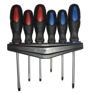 6 PC. SCREWDRIVER SET WITH RACK, SOFT-TOUCH™ GRIP, CR-V SHAFT