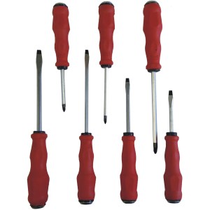 7 PC. SCREWDRIVER SET, GO-THRU CR-V SHAFT, METAL CAP, SOFT-TOUCH™ HDL.