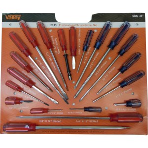20 PC. SCREWDRIVER SET, ACETATE LINE HDL., CR-V SHAFT