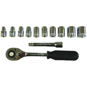 12 PC. 1/2" DR. SOCKET SET W/RATCHET, CR-V (10-24MM)