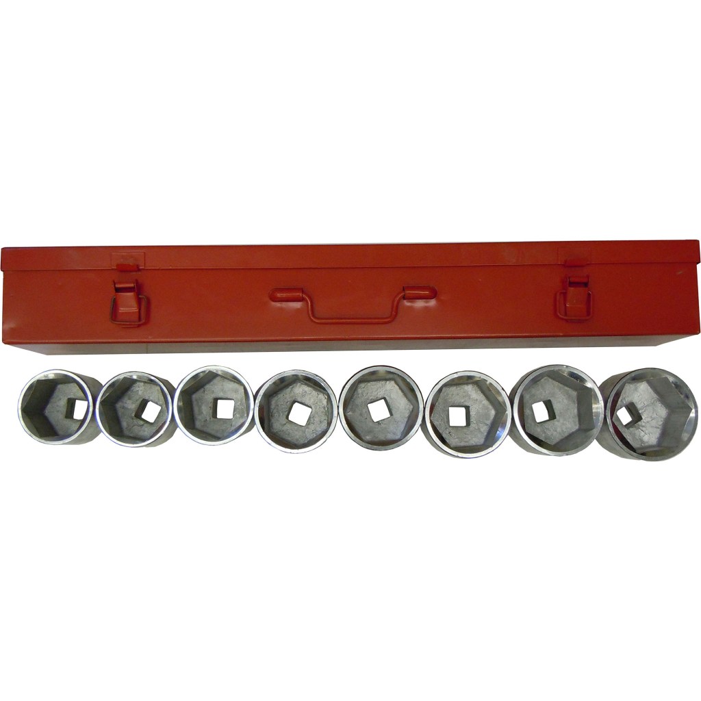 9 PC. 3/4" DR. SHALLOW SOCKET SET, CR-V, METAL CASE (SAE)