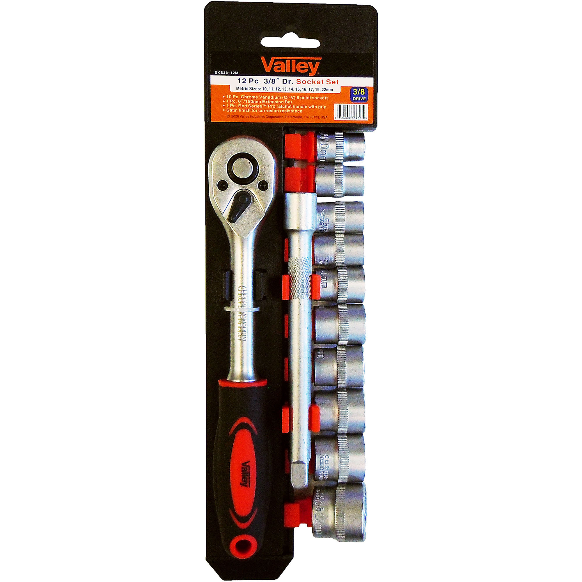 12 PC. 3/8" DR. SOCKET SET W/RATCHET, CR-V (10-22MM)