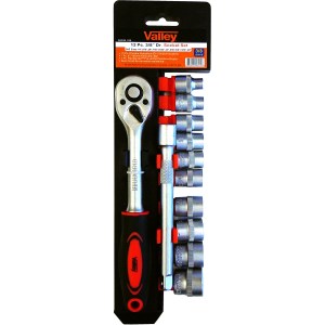 12 PC. 3/8" DR. SOCKET SET W/RATCHET, CR-V (1/4" - 3/4")