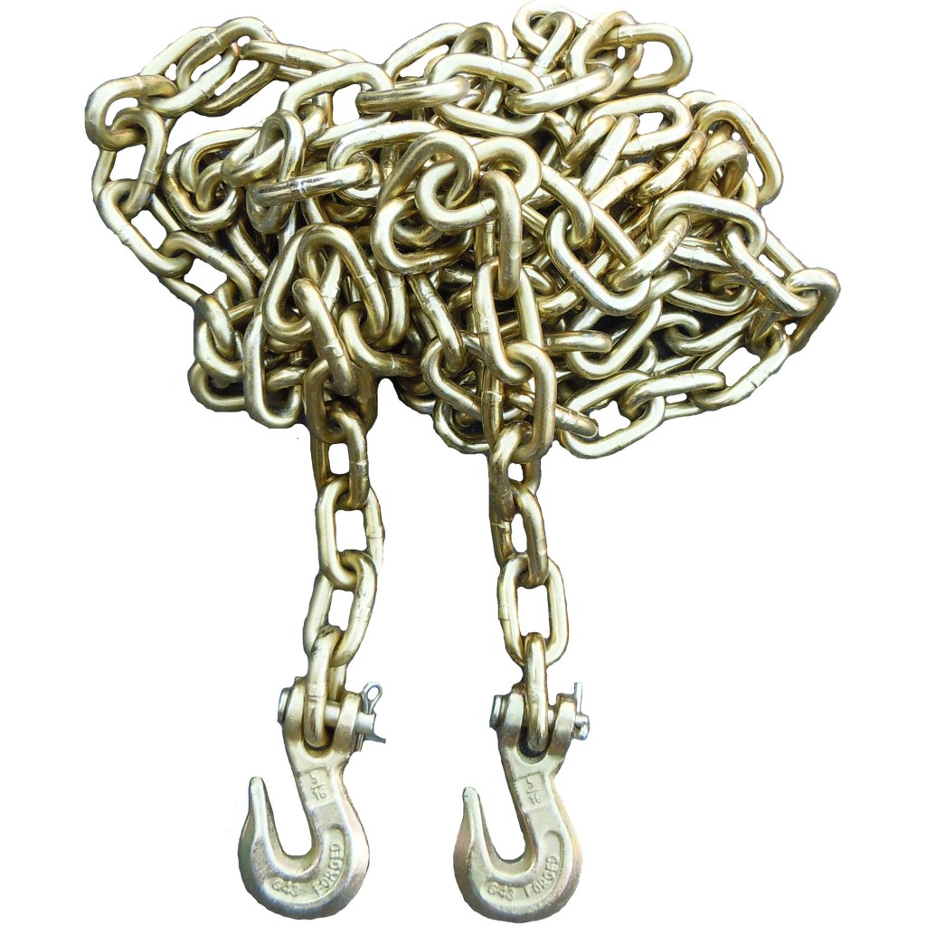 5/16" X 14 FT. TOW CHAIN, 3/8" CLEVIS GRAB HOOKS, GRADE 70 PREMIUM