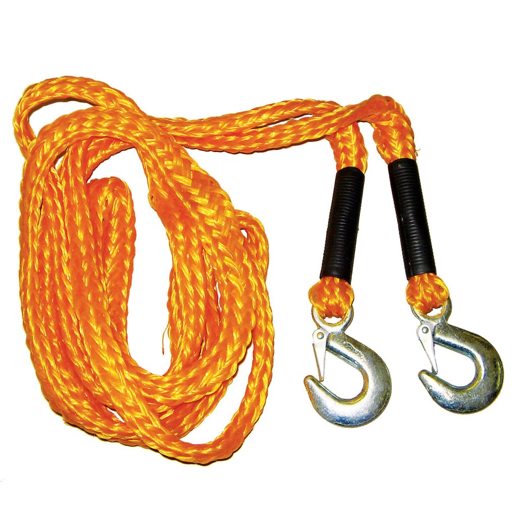 1"X20 FT. POLYPROPYLENE TOW ROPE, TWIST, SAFETY HOOKS