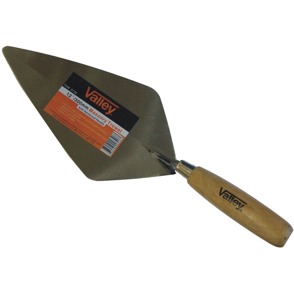 12" X 6" MASONRY TROWEL, PHILADELPHIA PATTERN, WOOD HANDLE