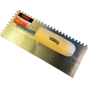 4.5" X 11" X 1/4" SQUARE NOTCHED TROWEL, WOOD HANDLE
