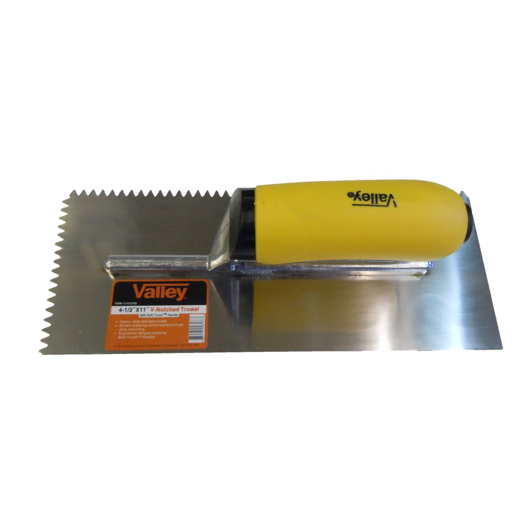 4.5" X 11" V-NOTCH TROWEL, SOFT-TOUCH™ HANDLE