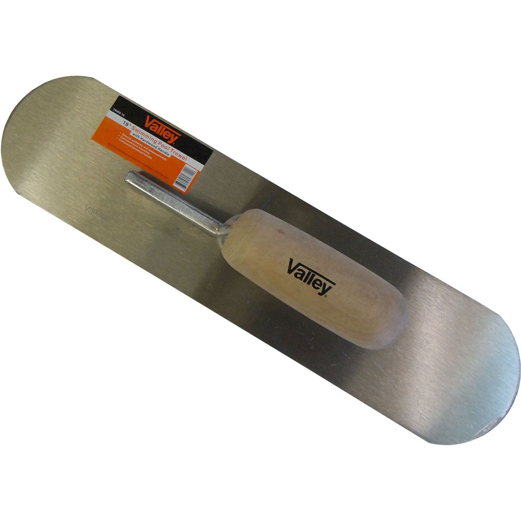 4" X 16" SWIMMING POOL TROWEL, WOOD HANDLE