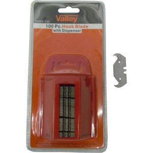 100 PC. HOOK UTILITY KNIFE BLADE WITH DISPENSER