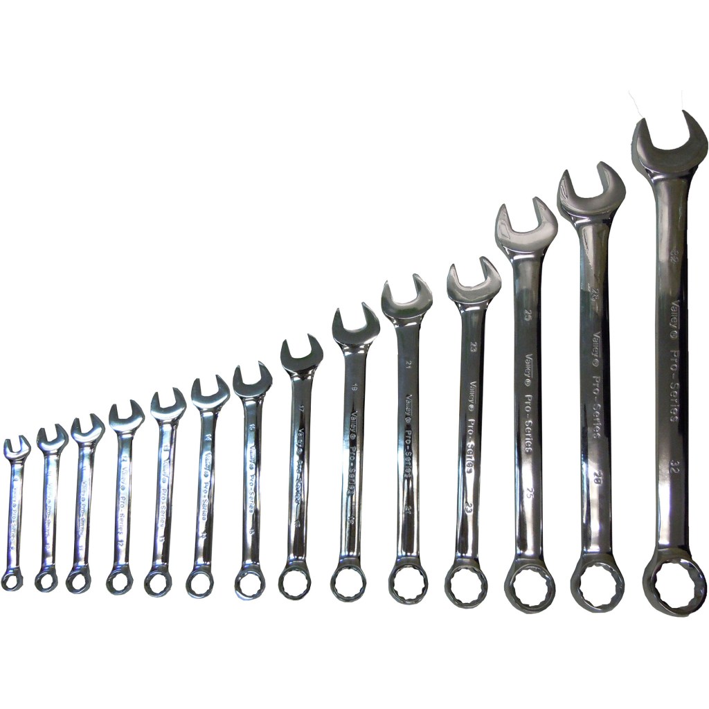 14 PC. COMBINATION WRENCH SET, CR-V, 9-32 MM.