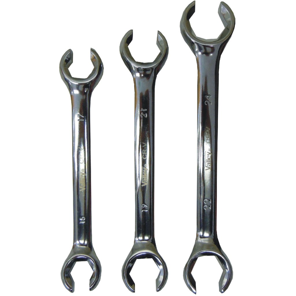 3 PC. FLARE NUT WRENCH SET, 15 - 24 MM., BLACK POUCH