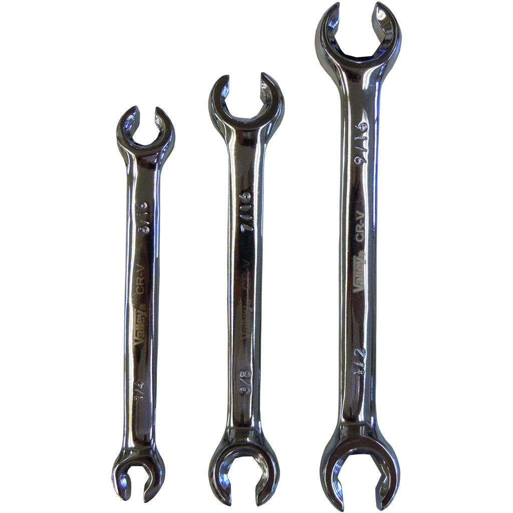 3 PC. FLARE NUT WRENCH SET, 1/4" - 9/16", BLACK POUCH