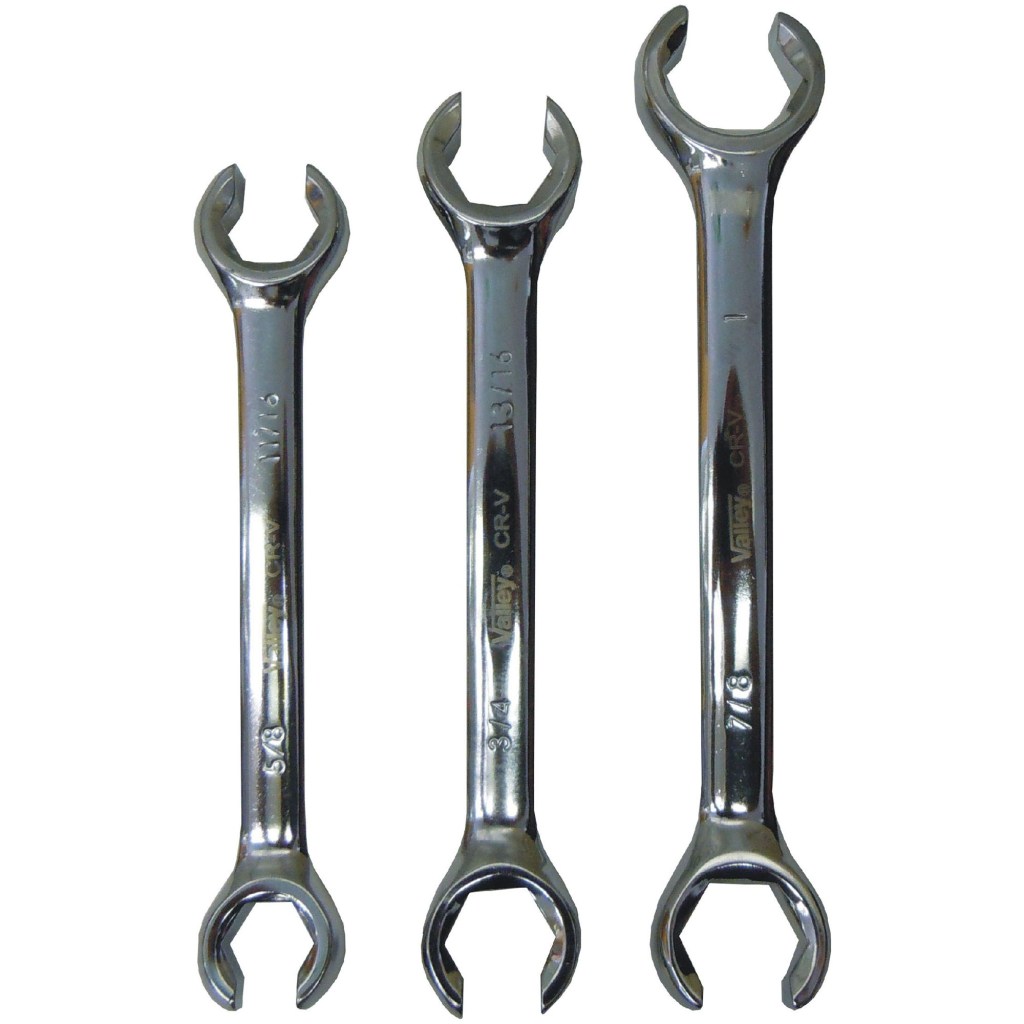 3 PC. FLARE NUT WRENCH SET, 5/8" - 1", BLACK POUCH