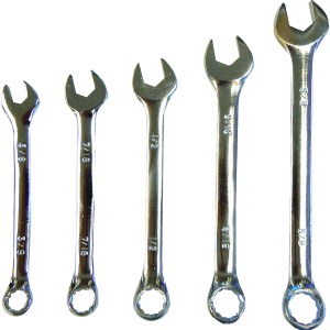 5 PC. COMBINATION WRENCH SET, CR-V, 3/8" - 5/8"