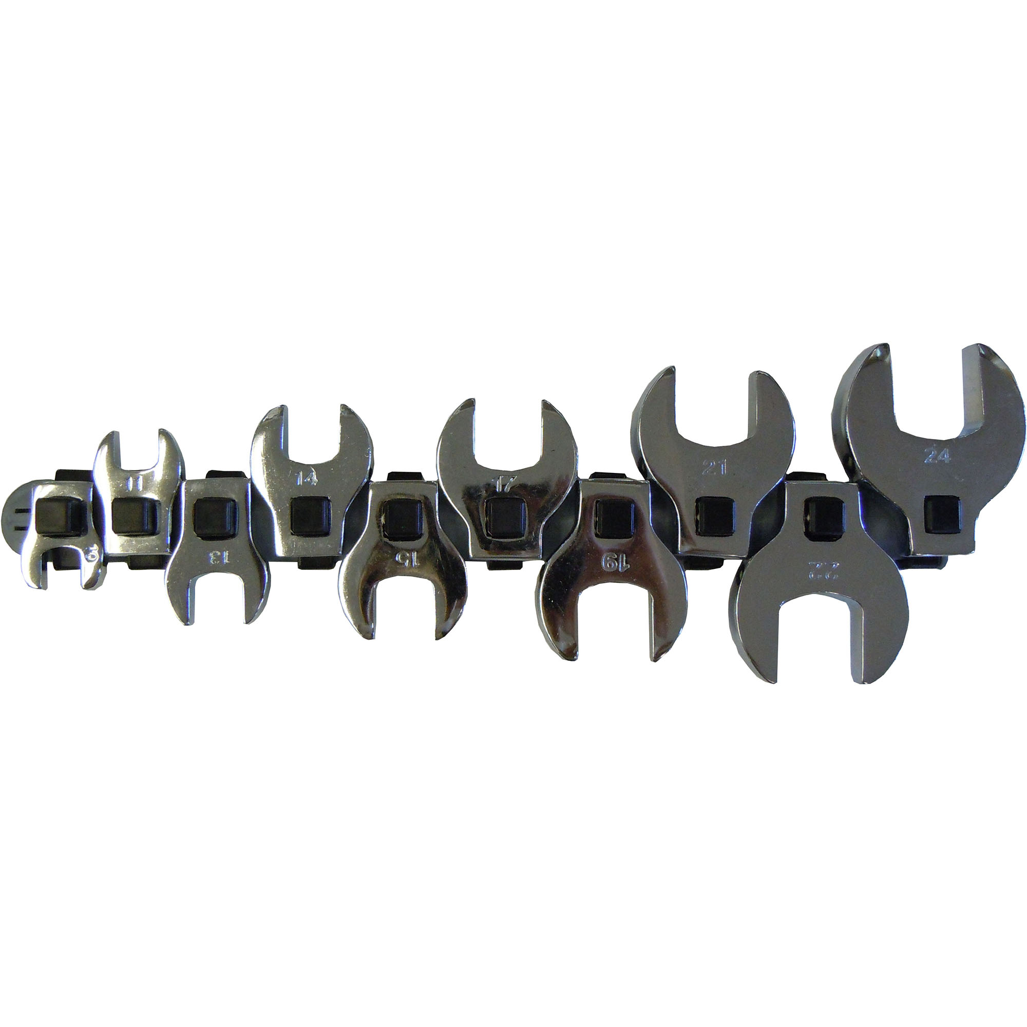 10 PC. 3/8" DR. CROWFOOT WRENCH, 10-24 MM.