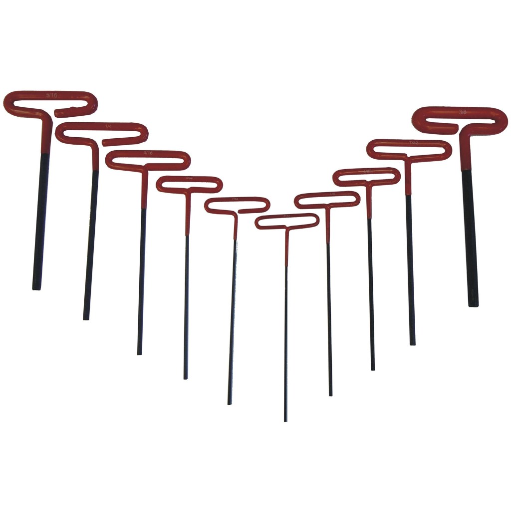 10 PC. T-HANDLE HEX KEY WRENCH SET, 3/32"-3/8", PRO-SERIES™