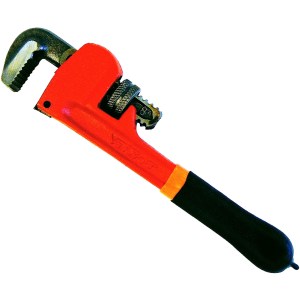 8" HEAVY DUTY PIPE WRENCH, FORGED JAWS, FOAM MATTE GRIP