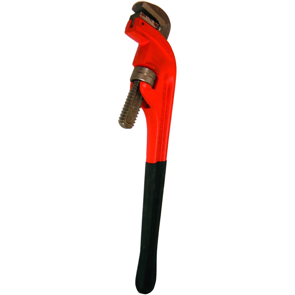 10" H.D. ANGLE PIPE WRENCH, FORGED JAWS, FOAM MATTE GRIP