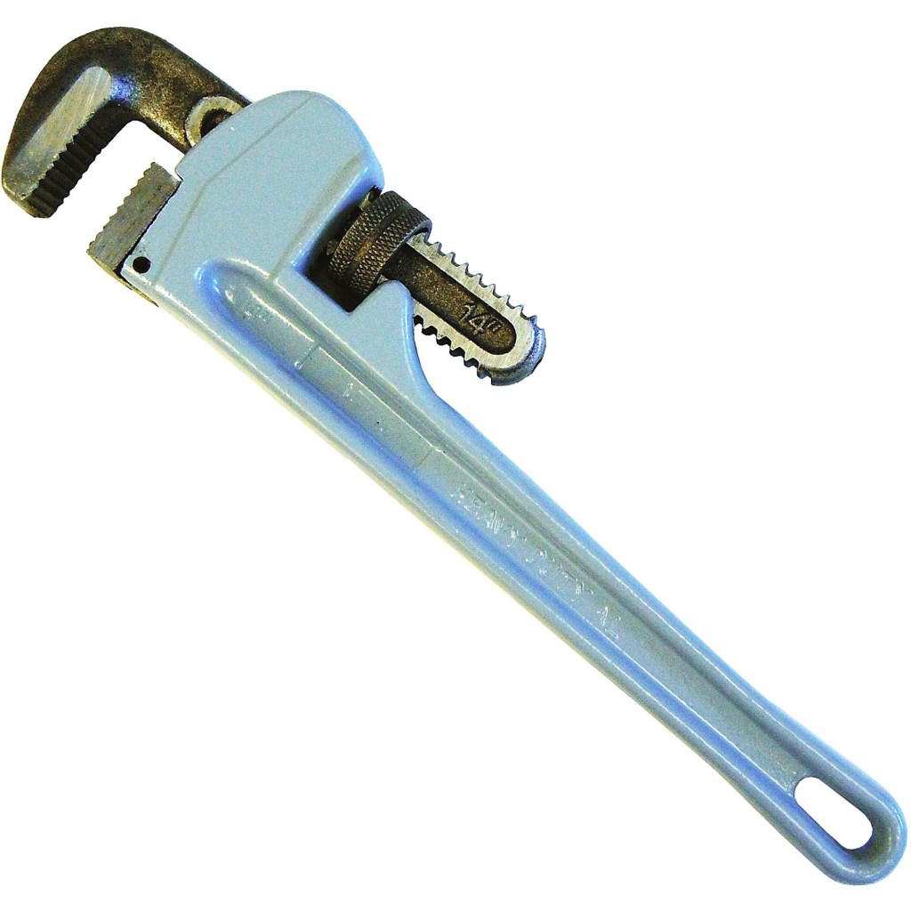 14" ALUMINUM BODY PIPE WRENCH, FORGED JAWS