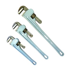 3 PC. ALUMINUM BODY PIPE WRENCH SET, 14"-18"-24", FORGED JAWS