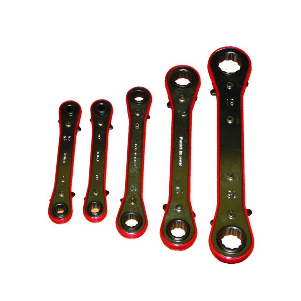 5 PC. RATCHETING BOX WRENCH, PVC BODY, 5.5-17 MM.