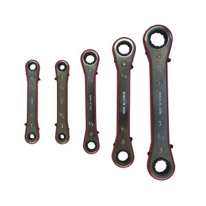5 PC. RATCHETING BOX WRENCH, PVC BODY, 7/32" - 11/16"