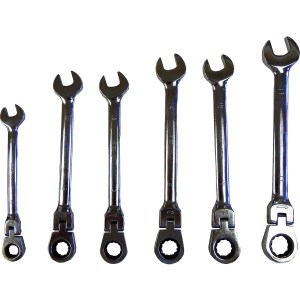 6 PC. FLEX RATCHETING WRENCH-GEAR BOX END, CR-V, 10-17 MM.