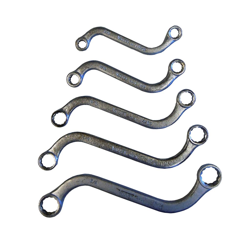 5 PC. S-SHAPED BOX WRENCH SET, CR-V, 3/8"-13/16"