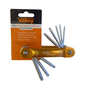 8 PC. FOLDING TAMPER TORX® SET, T9-T40, ALUMINUM BODY
