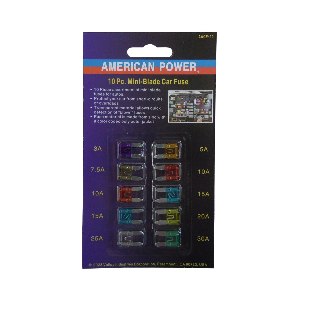 10 PC. AUTO FUSE ASSORTMENT-MINI BLADE STYLE