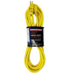 25 FT. 12/3 OUTDOOR EXTENSION CORD, YELLOW (EXPORT)