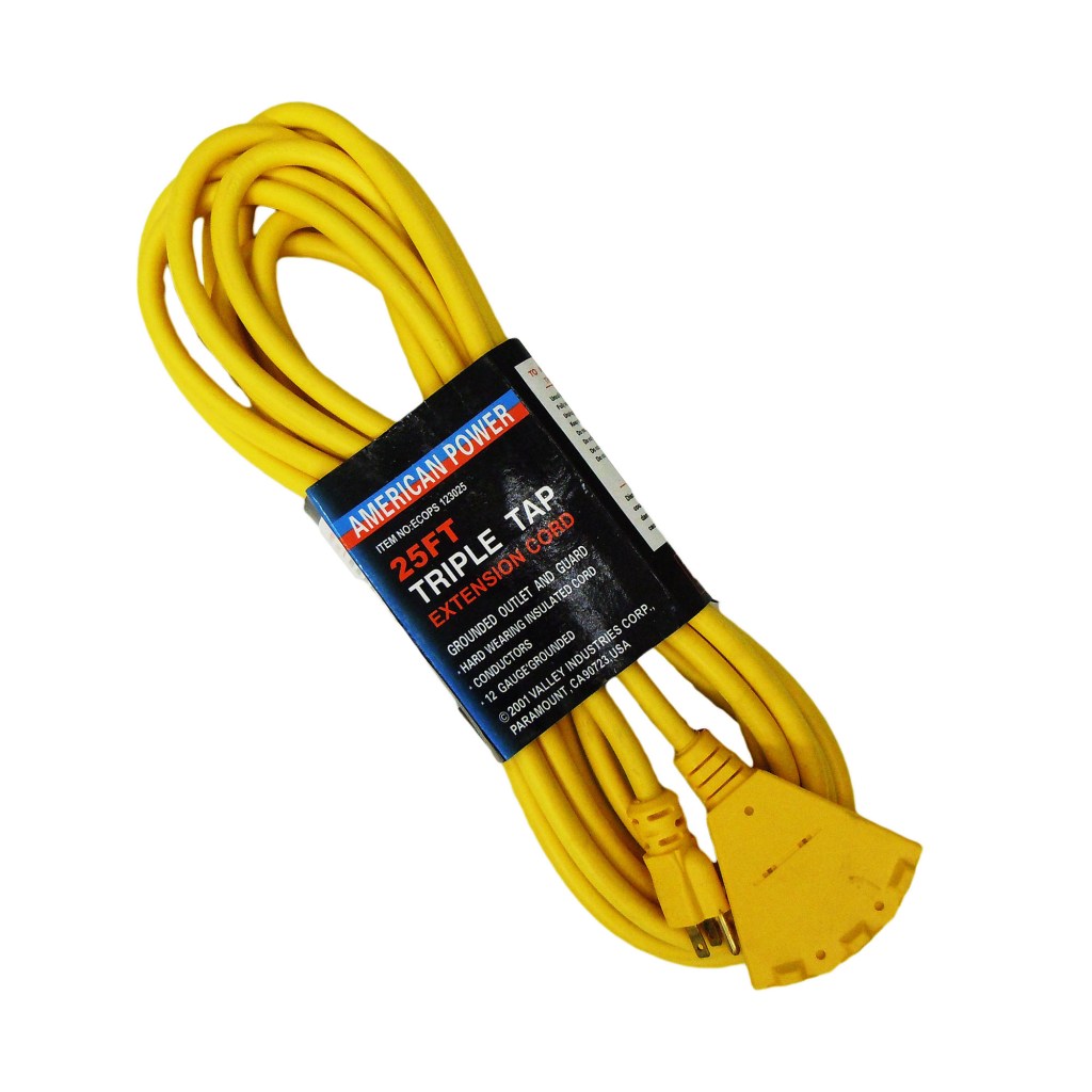 25 FT. 12/3 TRI-TAP EXTENSION CORD, YELLOW (EXPORT)