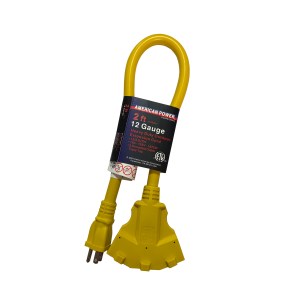 2 FT. 12/3 TRI-TAP EXTENSION CORD, ORANGE (UL)