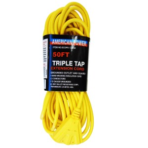 50 FT. 12/3 TRI-TAP EXTENSION CORD, YELLOW (EXPORT)