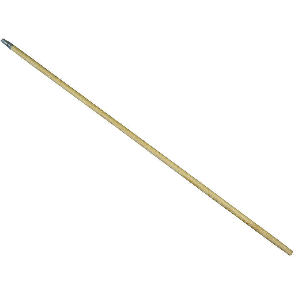 15/16" X 60" WOOD PUSH BROOM HANDLE, METAL THREADED TIP (USA)