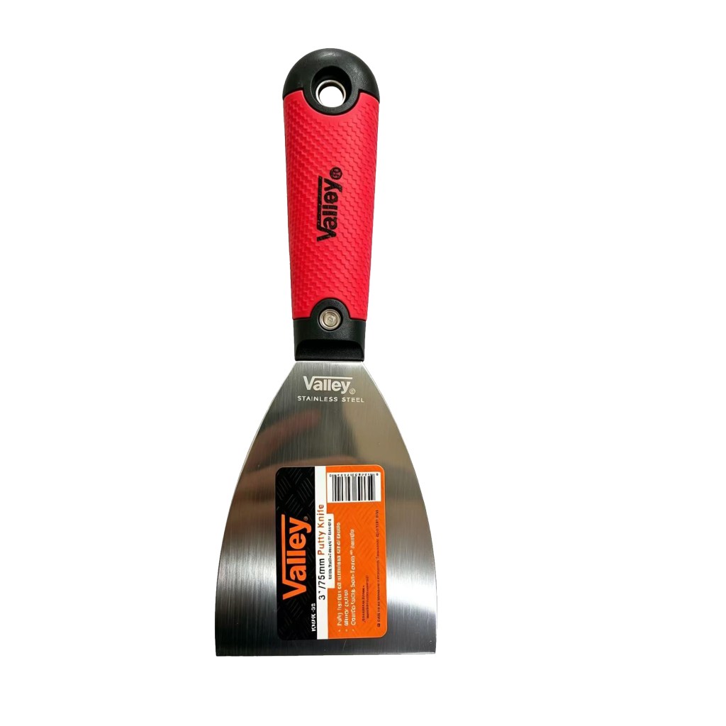 3" PUTTY KNIFE, STAINLESS BLADE, RED SOFT-TOUCH™ HANDLE