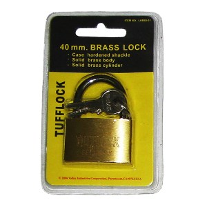 1 PC. 40 MM BRASS PADLOCK, BLISTER PACK