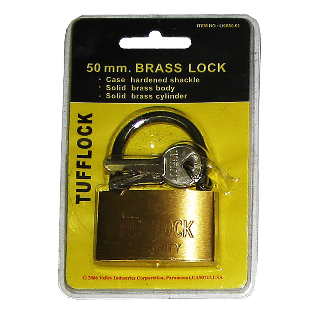 1PC. 50 MM BRASS PADLOCK, BLISTER PACK