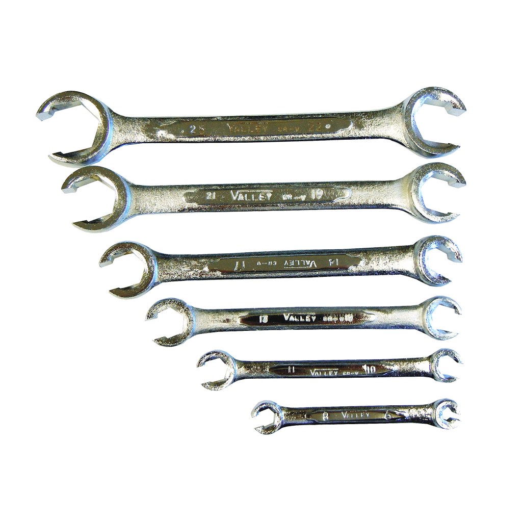 6 PC. FLARE NUT WRENCH SET, 6 - 24 MM., BLACK POUCH