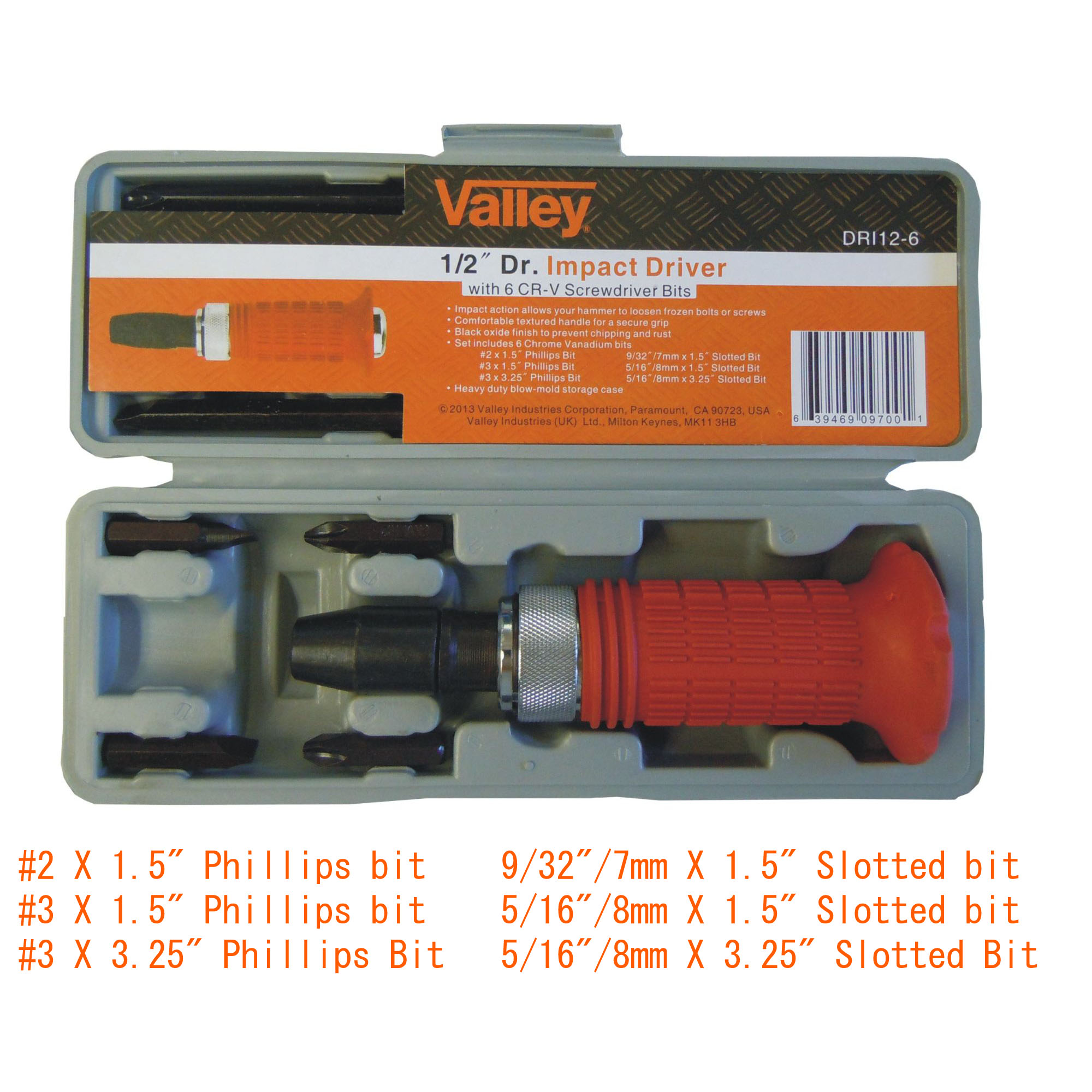 1/2" DR. IMPACT DRIVER WITH 6 BITS, BLOW MOLD CASE - Image 3
